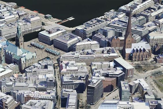 3D Stadtmodell mit Blick auf die Binnenalster