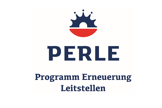 Logo des Projekts PERLE der Polizei in blau und rot
