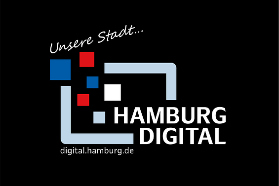 Logo Hamburg Digital mit Schriftzug "Unsere Stadt"